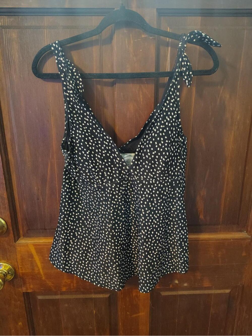 Loft Beach Swim Tankini Black Polka Dot Size Large